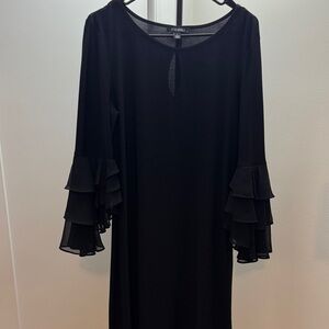 Roz & Ali Black Long Sleeve Dress with Ruffle Sleeves